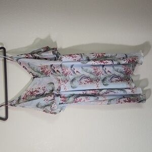 IJoah off shoulder short blue floral dress, size large